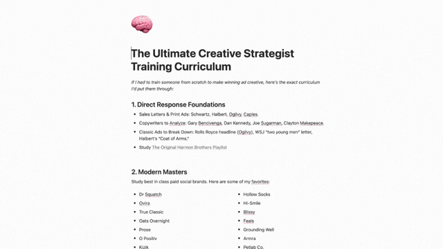 Creative Strategist training curriculum preview